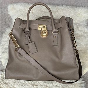 Michael Kors Hamilton Logo & Leather Satchel